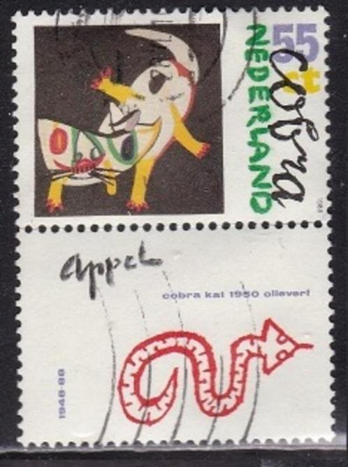 2279 - Nederland nvph 1408 gestempeld , Moderne kunst , Cobr, Postzegels en Munten, Postzegels | Nederland, Gestempeld, Na 1940