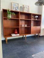 Vintage Deense Vakkenkast/Boekenkast met klep, Ophalen, Gebruikt, 150 tot 200 cm, Teakhout