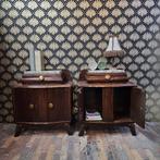 Leuke art deco nachtkastjes met groen marmerenblad, Ophalen, Zo goed als nieuw, 65 cm of meer, 70 cm of meer