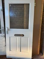 Witte Voordeur - Binnen Wit, Buiten Donkergrijs, Ophalen, Gebruikt, 80 tot 100 cm, Buitendeur