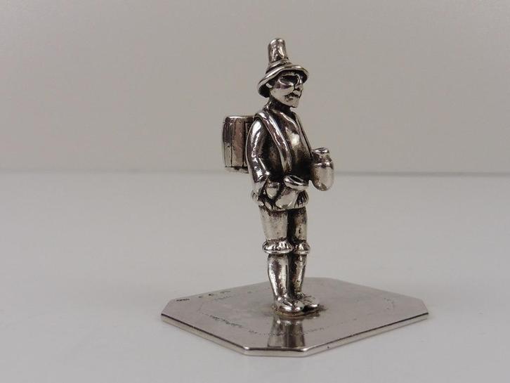 Zilveren miniatuur Bierverkoper                         Z159, Antiek en Kunst, Antiek | Goud en Zilver, Zilver, Ophalen of Verzenden
