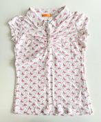 Poloshirtje wit met roze bloemetjes HEMA 128, Kinderen en Baby's, Kinderkleding | Maat 128, Meisje, Ophalen of Verzenden, Jurk of Rok
