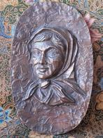 Mooie zware antieke plaquette uit Frankrijk 26,5 cm. 1900., Antiek en Kunst, Antiek | Koper en Brons, Ophalen of Verzenden, Brons