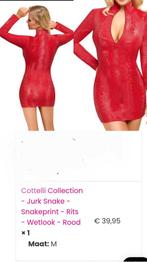 Cottelli Jurk Rood Snakes Print Wetlook - Maat M, Maat 38/40 (M), Nieuw, Ophalen of Verzenden, Cottelli