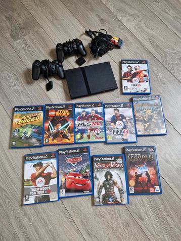 PS2 Slim met 2 controllers en games beschikbaar voor biedingen