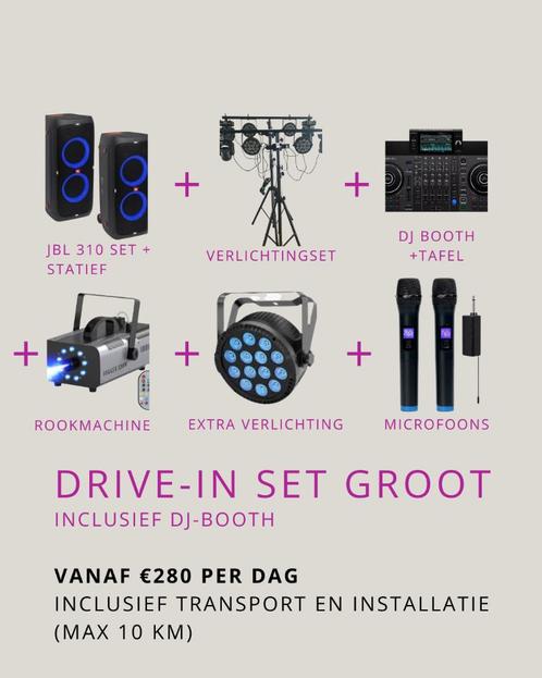 Drive-in / DJ set verhuur, Hobby en Vrije tijd, Feestartikelen | Verhuur, Nieuw, Overige, Ophalen