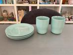 HEMA mintgroen 4 borden, 2 mokken (nieuw), Huis en Inrichting, Keuken | Servies, Ophalen of Verzenden, Zo goed als nieuw, Bord(en)