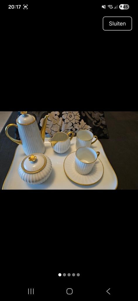 Vintage theeservies met gouden accenten, Antiek en Kunst, Ophalen of Verzenden