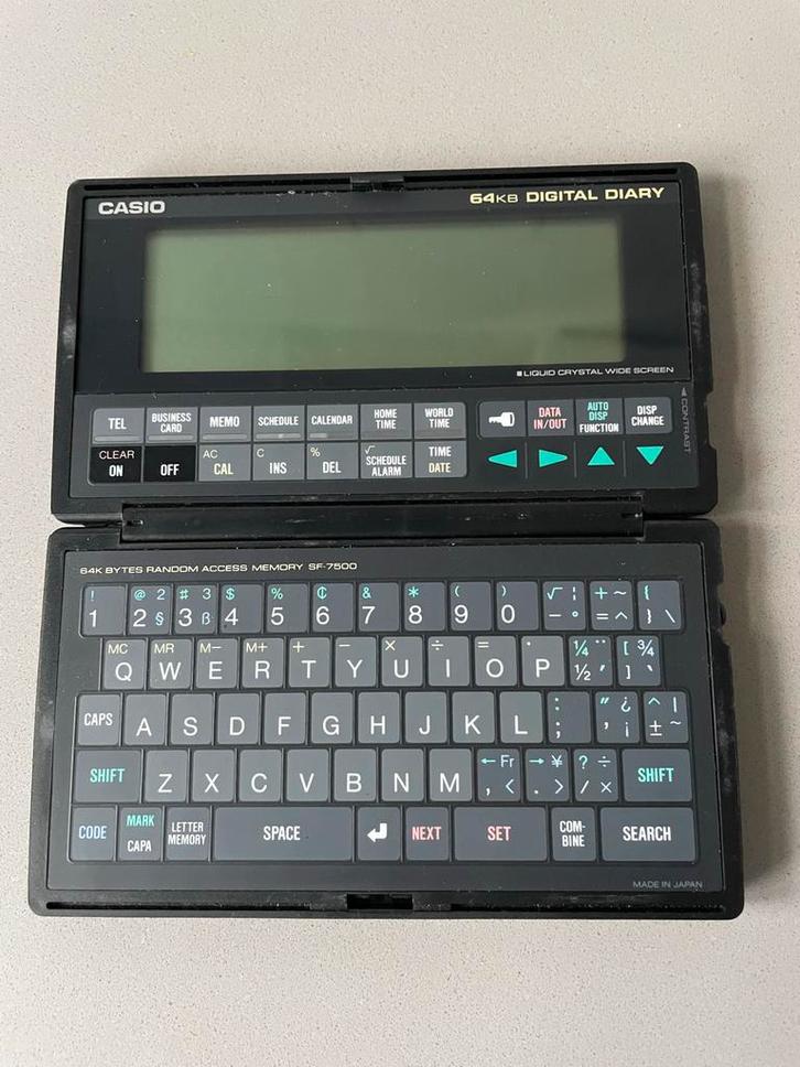 Vintage Casio SF-7500 Digital Diary Rekenmachine, Computers en Software, Overige Computers en Software, Gebruikt, Ophalen of Verzenden