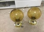 vintage set nachtlampjes 70er jaren amber, Huis en Inrichting, Lampen | Tafellampen, Ophalen, Gebruikt, Vintage, Glas