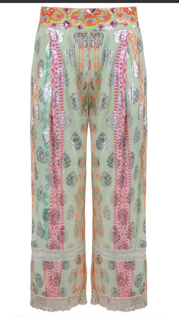 Ibiza zomer broek L India katoen flosjes en kraaltjes boho, Kleding | Dames, Broeken en Pantalons, Nieuw, Maat 42/44 (L), Overige kleuren