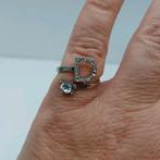 Zilverkleurige Ring Letter D - Verstelbaar, Overige materialen, Nieuw, Ophalen of Verzenden, 17 tot 18