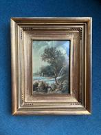 Schilderijtje landschap in fraaie lijst, Antiek en Kunst, Kunst | Schilderijen | Klassiek, Verzenden