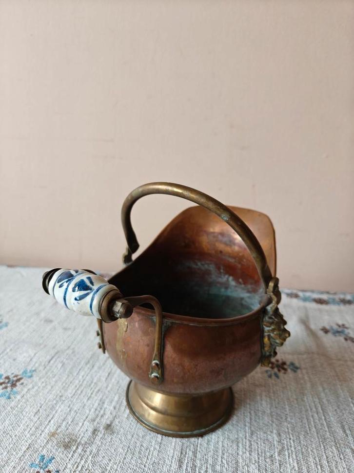 Antieke koperen kolenschep, Antiek en Kunst, Antiek | Koper en Brons, Ophalen