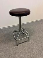 Vintage Barkruk Leder/Chroom, Huis en Inrichting, Barkrukken, Ophalen, Draaibaar, Gebruikt, 60 tot 90 cm