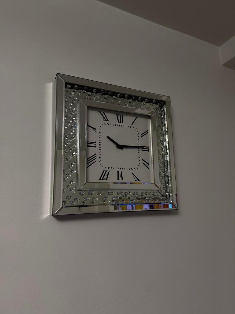 Kristallen klok, Huis en Inrichting, Woonaccessoires | Klokken, Ophalen, Zo goed als nieuw, Analoog, Wandklok
