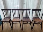 Set van 4 Engelse-Windsor stoelen vintage houten klassiekers, Huis en Inrichting, Stoelen, Ophalen, Gebruikt, Bruin, Hout
