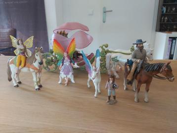 Schleich figuren, veel Balaya, koets, cowboy, elfen, paarden beschikbaar voor biedingen
