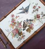 Antiek dienblad 1900 tegel met vogels Toen was geluk, Ophalen of Verzenden