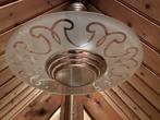 Hanglamp schijflamp, chroom armatuur met glazen schijf, Ophalen, Gebruikt, Art deco, Glas