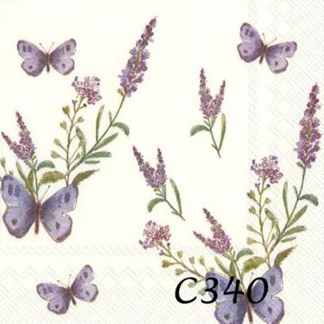 Servetten decoupage/bullet journal – vlinders lavendel C340 beschikbaar voor biedingen