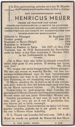 pastoor Henricus Meijer 1878 Nijmegen + 1944 Asten, 66 jaar, Verzenden