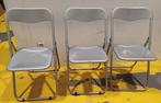 Inklapbare metalen stoelen - 3 stuks - = totaalprijs, Huis en Inrichting, Stoelen, Ophalen, Gebruikt, Drie, Metaal