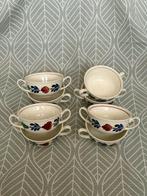 Boerenbont Soepkommen met Schotels (8 stuks), Huis en Inrichting, Keuken | Servies, Ophalen, Gebruikt, Kom(men), Aardewerk