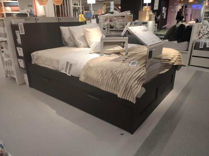 Ikea malm met lade 140, Huis en Inrichting, Slaapkamer | Bedden, Zo goed als nieuw, Tweepersoons, 140 cm, Hout, Wit, Ophalen