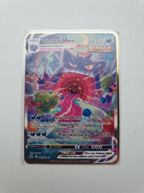 Gengar VMax 271/264 Alt Art Fusion Strike Pokemon metal card, Hobby en Vrije tijd, Verzamelkaartspellen | Pokémon, Ophalen of Verzenden