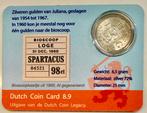 Dutch Coin Card van februari: zilveren Juliana gulden, 1 gulden, Koningin Juliana, Zilver, Ophalen of Verzenden