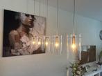 Eetkamerlamp glas en rvs + extra lampen, Huis en Inrichting, Lampen | Hanglampen, Ophalen, Zo goed als nieuw, Glas, Minder dan 50 cm