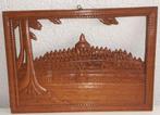 Antieke handgesneden walnoot paneel Tempel in Java, Antiek en Kunst, Kunst | Beelden en Houtsnijwerken, Ophalen