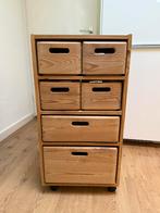 Houten Ladekastje op Wielen, Ophalen, Minder dan 50 cm, Gebruikt, 5 laden of meer