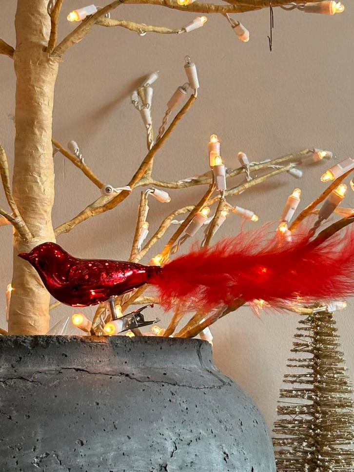 Vintage kerstboom vogeltje op klem, Diversen, Kerst, Ophalen of Verzenden