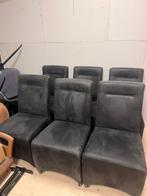 6 prachtige eetkamerstoelen met wieltjes – suède lederlook, Huis en Inrichting, Banken | Sofa's en Chaises Longues, Ophalen, Gebruikt