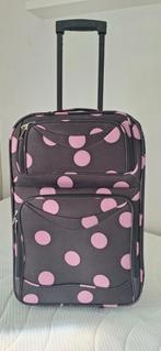 Handbagage koffer zwart met roze stippen, Sieraden, Tassen en Uiterlijk, Koffers, Gebruikt, 50 tot 60 cm, Hard kunststof, Slot