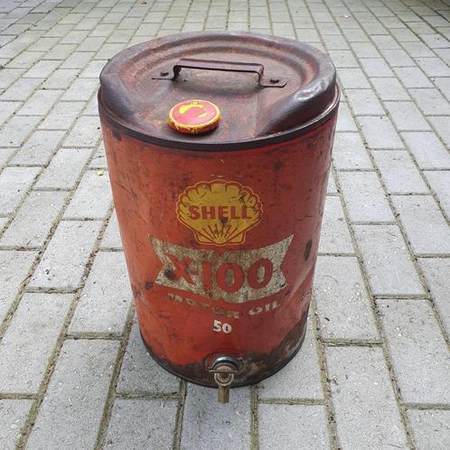 Shell X-100 motor oil 50 olieblik olievat, Verzamelen, Merken en Reclamevoorwerpen, Gebruikt, Overige typen, Ophalen