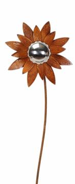 BLOEM OP STEKER - ROEST DESIGN - RVS BOL, Tuin en Terras, Ophalen of Verzenden, Nieuw
