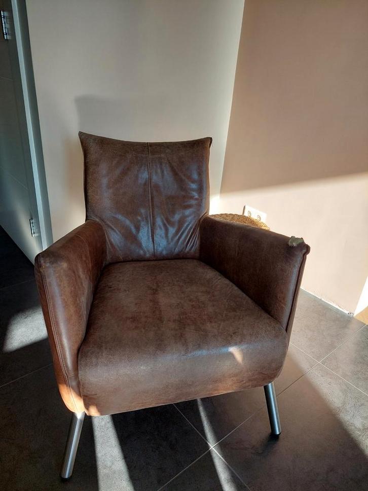 design fauteuil echt leer merk jess (gebruikt), Huis en Inrichting, Fauteuils, Zo goed als nieuw, Leer, 50 tot 75 cm, 75 tot 100 cm