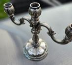 Verzilverde drie armige kandelaar, Ophalen of Verzenden, Zilver