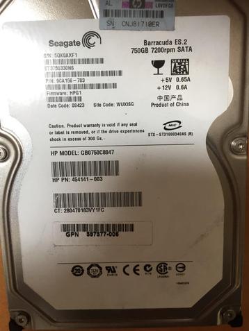 Harde schijf 750GB SATA 3.5 inch HDD beschikbaar voor biedingen