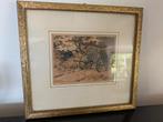 Gesigneerde kopergravure uit 1900 met lijst, Ophalen of Verzenden