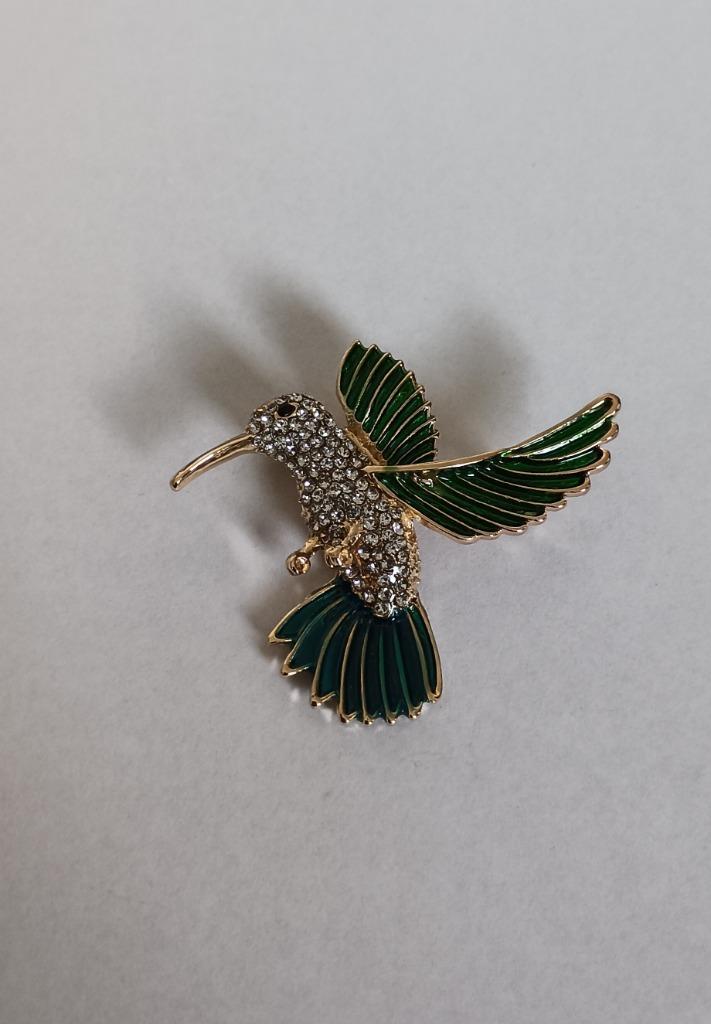 Kolibrie broche, Sieraden, Tassen en Uiterlijk, Broches, Nieuw, Overige materialen, Overige kleuren, 4 tot 7 cm, Met strass, Ophalen of Verzenden