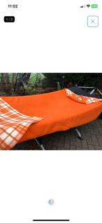 Prachtige geblokte oranje wollen  vintage deken, Ophalen of Verzenden, Zo goed als nieuw