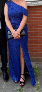 Avondjurk, Kleding | Dames, Jurken, Ophalen of Verzenden, Zo goed als nieuw, Blauw, Onder de knie