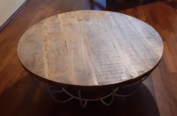 Ronde salontafel hout/metaal - 90cm beschikbaar voor biedingen