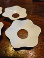 4 Bone China Kaars Lek Opvang Schaal ZGAN, Overige materialen, Wit, Ophalen of Verzenden, Zo goed als nieuw
