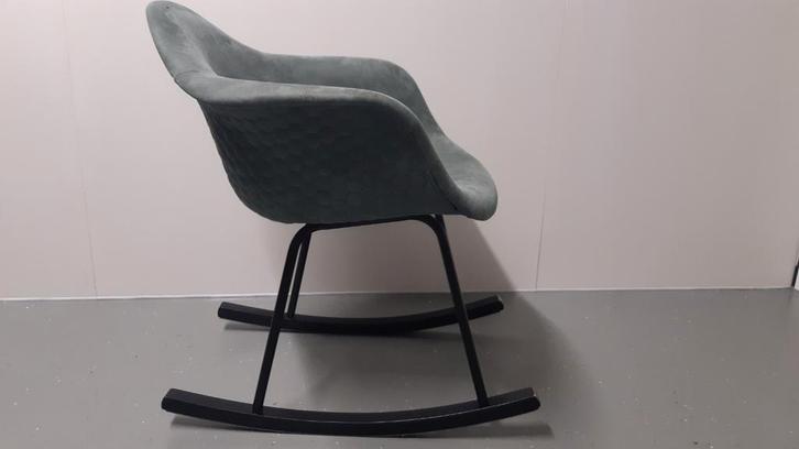 LaForma Kenna Schommelstoel grijs/groen, Huis en Inrichting, Stoelen, Gebruikt, Eén, Hout, Stof, Overige kleuren, Ophalen