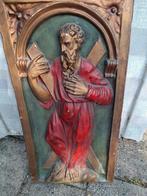Religieus Gipsen Beeld Heilige met Kruis, Ophalen of Verzenden